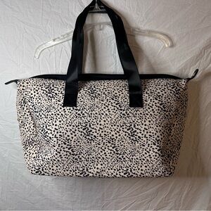 Mali+ Lili Animal Print Canvas Weekender Travel Tote Bag Zip Top Large